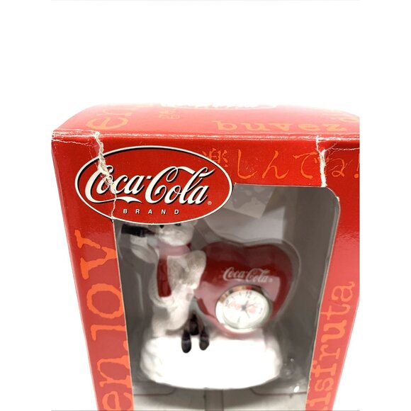 Coca-Cola Mini Clock Polar Bear w/Heart Vintage 2001 CCM67 3" Tested Working 377 - Picture 14 of 16